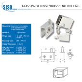 Петли для стеклянной двери 15.06.071-0 цвет алюминий длина 40 мм, комплект 2 штуки