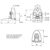 Петли для стеклянной двери BADGE 15.06.202-0 цвет черный длина 40 мм, комплект 2 штуки верх низ 