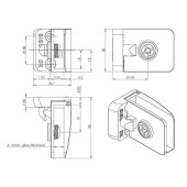 Петли для стеклянной двери SQUARE 15.06.216-0 цвет алюминий длина 40 мм, комплект 2 штуки верх низ