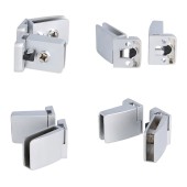 Петли для стеклянной двери SQUARE 15.06.216-0 цвет алюминий длина 40 мм, комплект 2 штуки верх низ