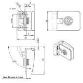 Петля для стеклянной двери центральная правая SQUARE 15.06.236-0 цвет алюминий длина 40 мм 
