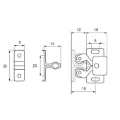 Мебельная роликовая защелка 22.01.510-0 оцинкованная 
