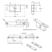 Замок врезной мебельный для шкатулки, ящика 30.00.056-0 цвет глянцевая латунь длина 57 мм 