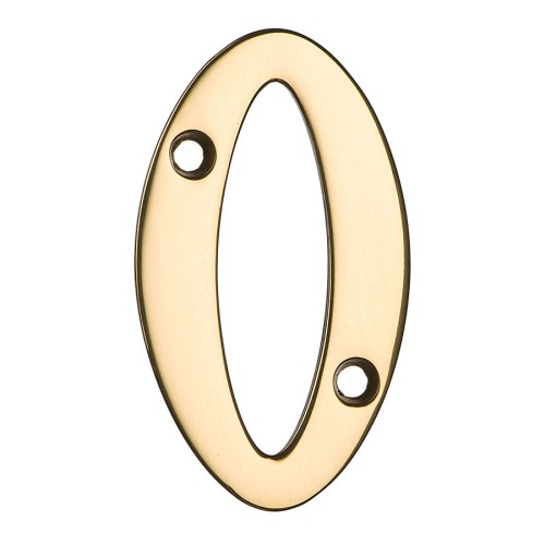 Номер на дверь цифра "0" глянцевая латунь длина 65 мм, модель 700200-7000179