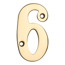 Номер на дверь цифра "6" глянцевая латунь длина 65 мм, модель 700200-7060179