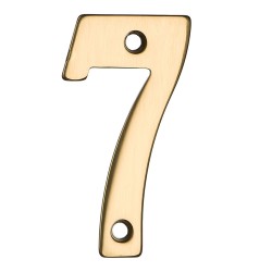 Номер на дверь цифра "7" глянцевая латунь длина 65 мм, модель 700200-7070179