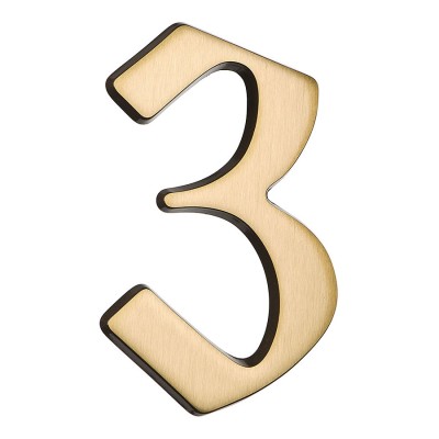 Номер на дверь цифра "3" античная латунь длина 120 мм, модель 700500-0030379