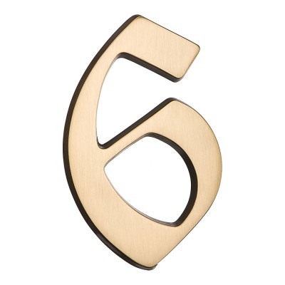 Номер на дверь цифра "6" античная латунь длина 120 мм, модель 700500-0060379