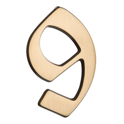 Номер на дверь цифра "9" античная латунь длина 120 мм, модель 700500-0090379