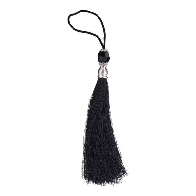 Декоративная кисть для ручек TASSEL-10-BLACK цвет черный, вставка глянцевый хром длина 150 мм Декоративная кисть для ручек TASSEL-10-BLACK цвет черный, вставка глянцевый хром длина 150 мм