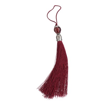 Декоративная кисть для ручек TASSEL-10-DARK-RED цвет темно красный, вставка глянцевый хром длина 150 мм Декоративная кисть для ручек TASSEL-10-DARK-RED цвет темно красный, вставка глянцевый хром длина 150 мм