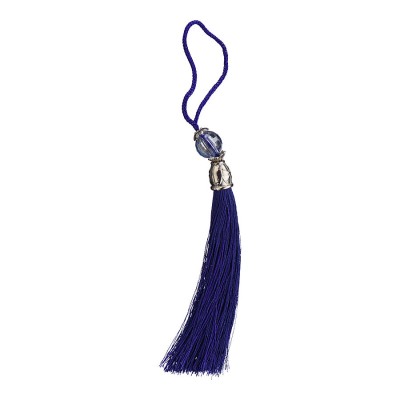 Декоративная кисть для ручек TASSEL-10-SAKS-COLOR цвет синий, вставка глянцевый хром длина 150 мм Декоративная кисть для ручек TASSEL-10-SAKS-COLOR цвет синий, вставка глянцевый хром длина 150 мм