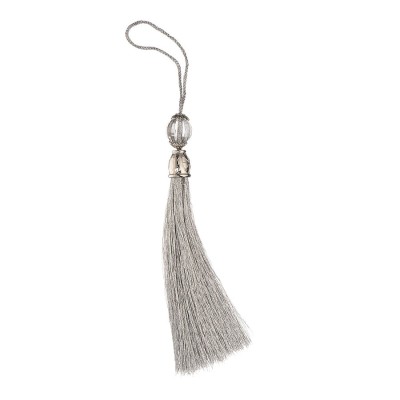 Декоративная кисть для ручек TASSEL-10-SILVER цвет серебро, вставка глянцевый хром длина 150 мм 