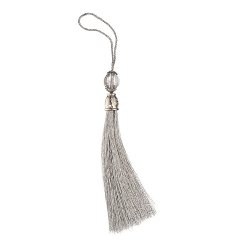 Декоративная кисть для ручек TASSEL-10-SILVER цвет серебро, вставка глянцевый хром длина 150 мм 