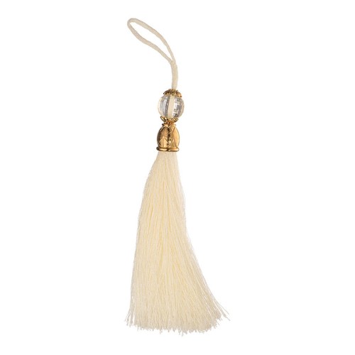 Декоративная кисть для ручек TASSEL-60-WHITE цвет белый, вставка глянцевое золото длина 150 мм Декоративная кисть для ручек TASSEL-60-WHITE цвет белый, вставка глянцевое золото длина 150 мм