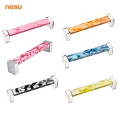 Ручка скоба 672NAX цвет оранжевый, глянцевый хром длина 138 мм, крепление 128 мм