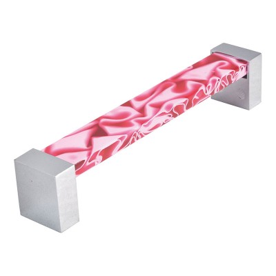 Ручка скоба 672RJX цвет красный, глянцевый хром длина 138 мм, крепление 128 мм