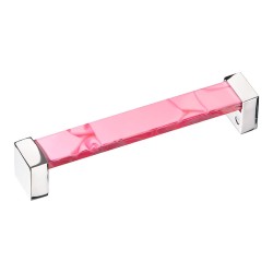 Ручка скоба 672RSX цвет розовый, глянцевый хром длина 138 мм, крепление 128 мм