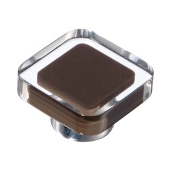 Ручка детская кнопка 697MA цвет глянцевый хром, коричневый пластик ширина 38 мм 