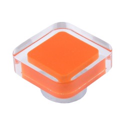 Ручка детская кнопка 697NA цвет глянцевый хром, оранжевый пластик ширина 38 мм 