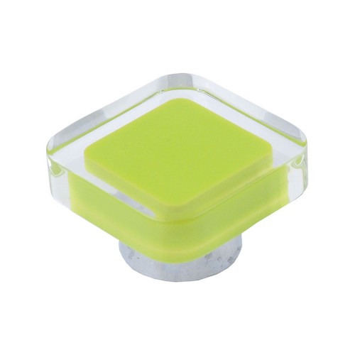 Ручка детская кнопка 697VE цвет глянцевый хром, салатовый пластик ширина 38 мм 