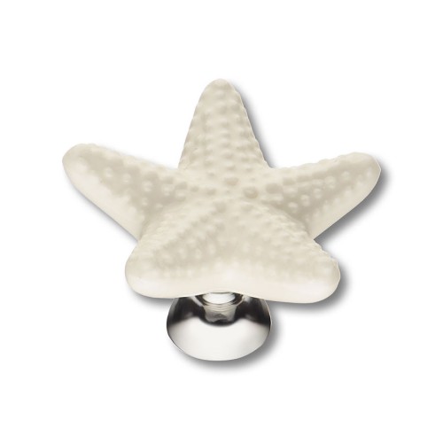Ручка детская STAR 003 морская звезда цвет белый керамика хром диаметр 40 мм Ручка детская STAR 003 морская звезда цвет белый керамика хром диаметр 40 мм