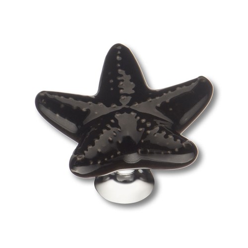 Ручка детская STAR 007 морская звезда цвет черный керамика хром диаметр 40 мм Ручка детская STAR 007 морская звезда цвет черный керамика хром диаметр 40 мм