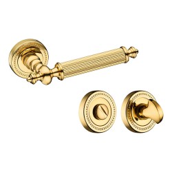 Дверная ручка 0212-003W цвет глянцевое золото, накладки с поворотной кнопкой