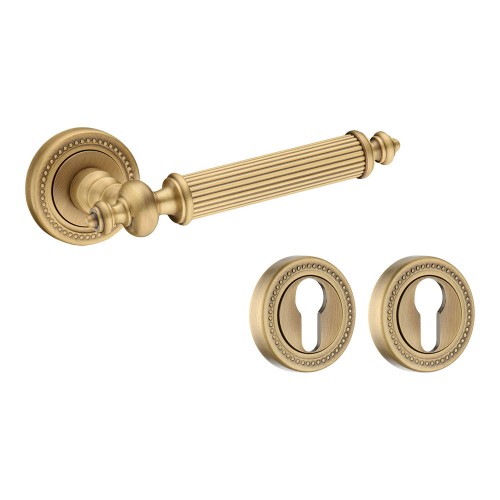 Дверная ручка рычажная 0212-013Y цвет состаренная латунь, накладка под замок