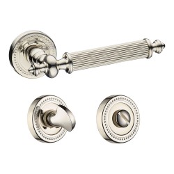 Дверная ручка 0212-016W цвет глянцевый никель, накладки с поворотной кнопкой