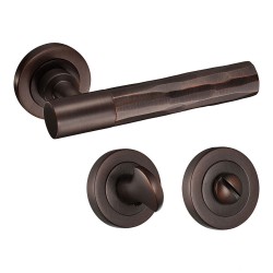 Дверная ручка 02145-012W цвет темная медь с накладками с поворотной кнопкой 