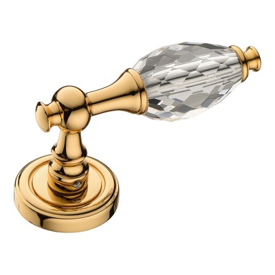 Дверная ручка рычажная 0237-031Y цвет глянцевое золото, кристалл длина 135 мм 