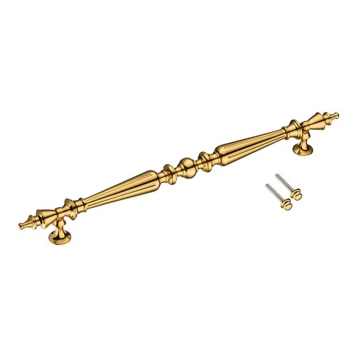 Дверная ручка скоба 10107-003-28-500 цвет глянцевое золото длина 500 мм, крепление 386 мм