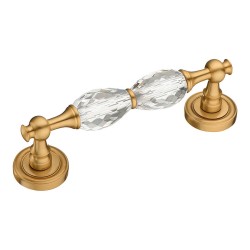 Дверная ручка скоба 1037-007-2 цвет сатинированное золото, кристаллы длина 240 мм