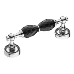 Дверная ручка скоба 10437-520-2 цвет глянцевый хром, черные кристаллы длина 240 мм