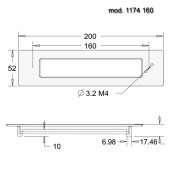 Дверная ручка врезная 1174 160MP24 цвет черный длина 200 мм, крепление 160 мм 