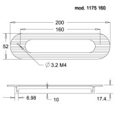 Дверная ручка врезная 1175 160MP02 цвет глянцевый хром длина 200 мм, крепление 160 мм 