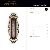 Дверная ручка врезная 15.100.96.12 цвет античная бронза длина 120 мм, крепление 96 мм 