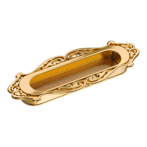 Дверная ручка врезная 15.101.96.19 цвет глянцевое золото длина 125 мм, крепление 96 мм 