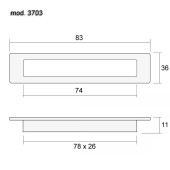 Дверная ручка врезная 3703-038 цвет никель длина 83 мм
