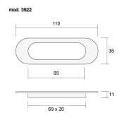 Дверная ручка врезная 3922-038 цвет никель длина 110 мм