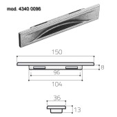 Дверная ручка врезная 4340 0096 AL6 цвет черный длина 150 мм, крепление 96 мм