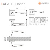 Дверная ручка межкомнатная HA111RO11 NB AGATE цвет матовый никель 2 штуки