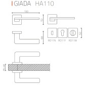 Дверная ручка HA110RO11 CR GIADA цвет глянцевый хром 2 штуки