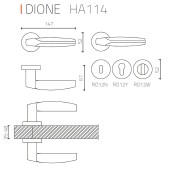 Дверная ручка HA114RO12 GL-GL/AL12 DIONE цвет глянцевое золото, коричневый 2 штуки 