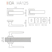 Дверная ручка HA125RO11 MAB IDA цвет старая бронза 2 штуки