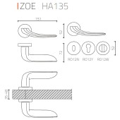 Дверная ручка HA135RO12 CR ZOE цвет глянцевый хром 2 штуки 