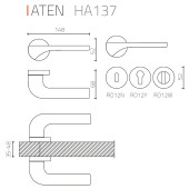 Дверная ручка HA137RO12 CR ATEN цвет глянцевый хром 2 штуки 