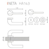 Дверная ручка HA143RO12 BB NETA цвет матовое золото 2 штуки 