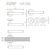 Дверная ручка HA184VRO12 GB GRIP-V цвет матовая латунь 2 штуки 